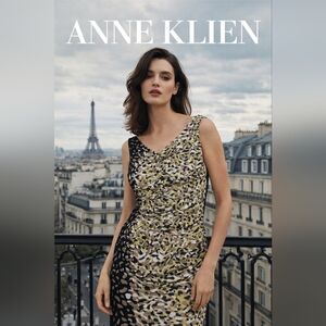 Anne Klein One Shoulder Dress in Black and Gold